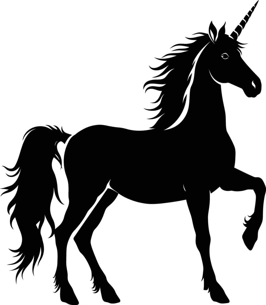 ai generado silueta unicornio lleno cuerpo negro color solamente vector