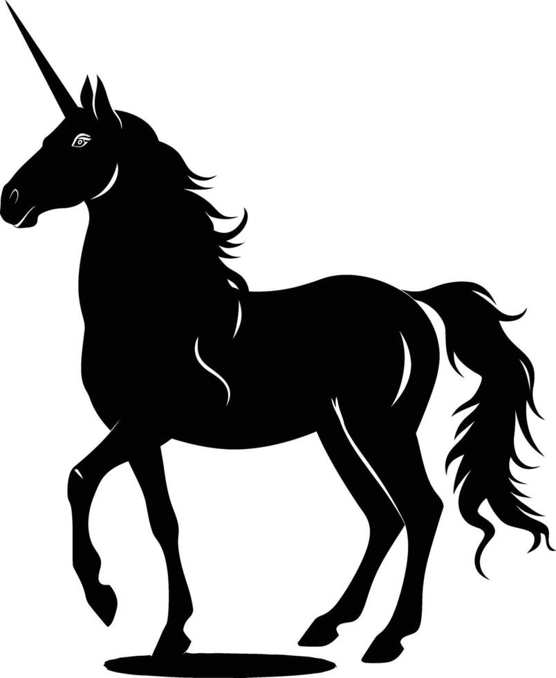 AI generated Silhouette unicorn full body black color only vector