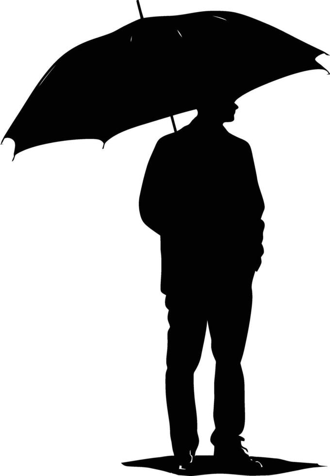 AI generated Silhouette umbrella black color only full body vector
