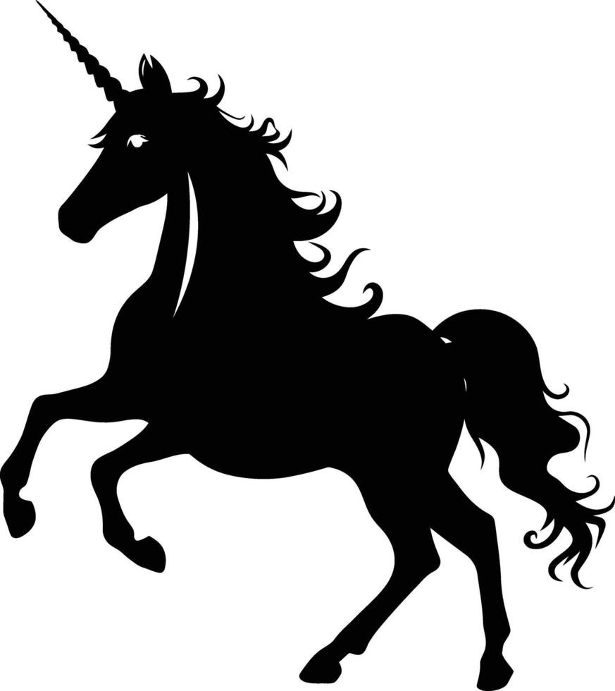 ai generado silueta unicornio lleno cuerpo negro color solamente vector