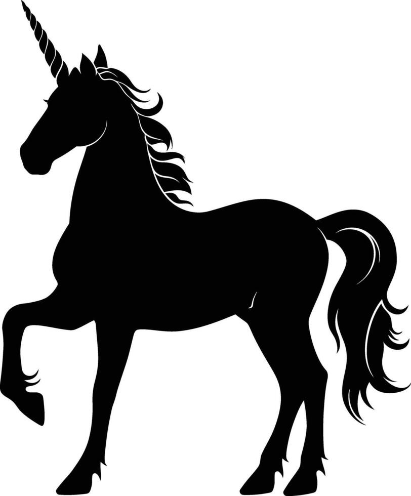 ai generado silueta unicornio lleno cuerpo negro color solamente vector