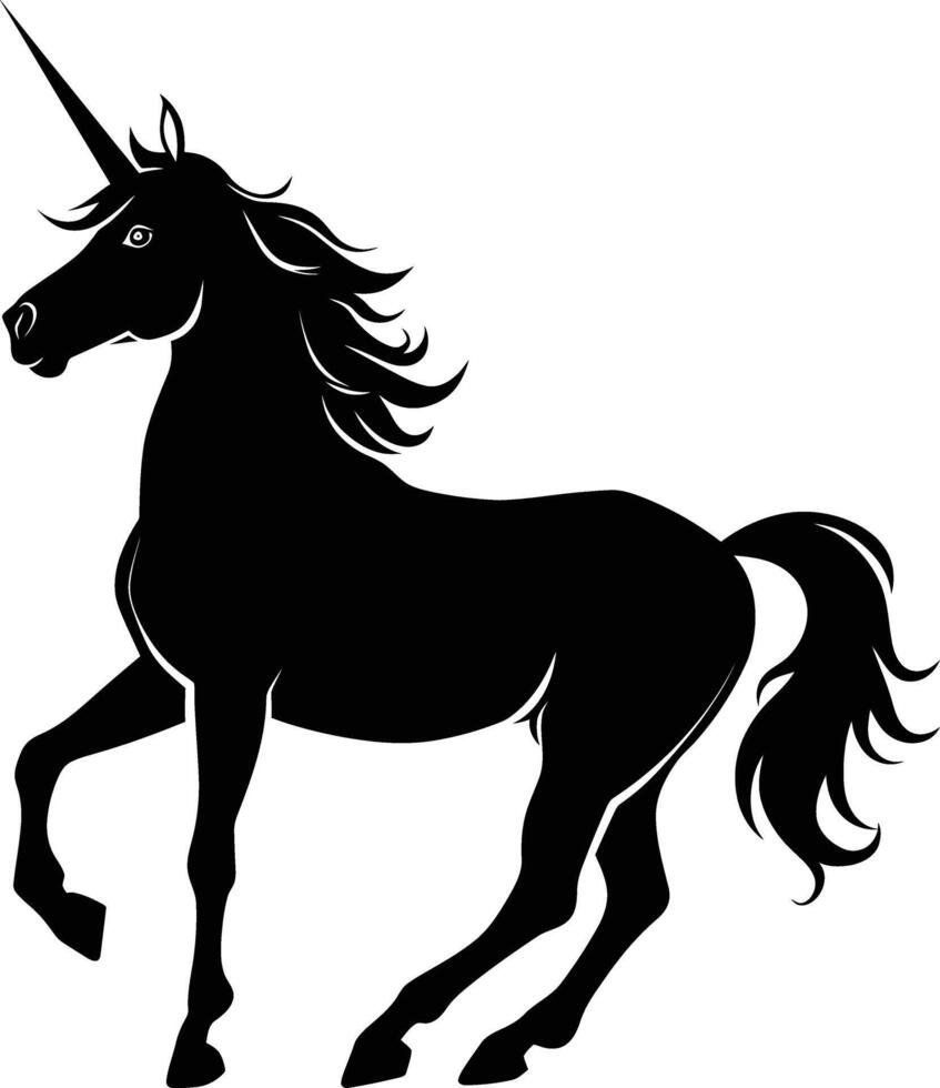 AI generated Silhouette unicorn full body black color only vector