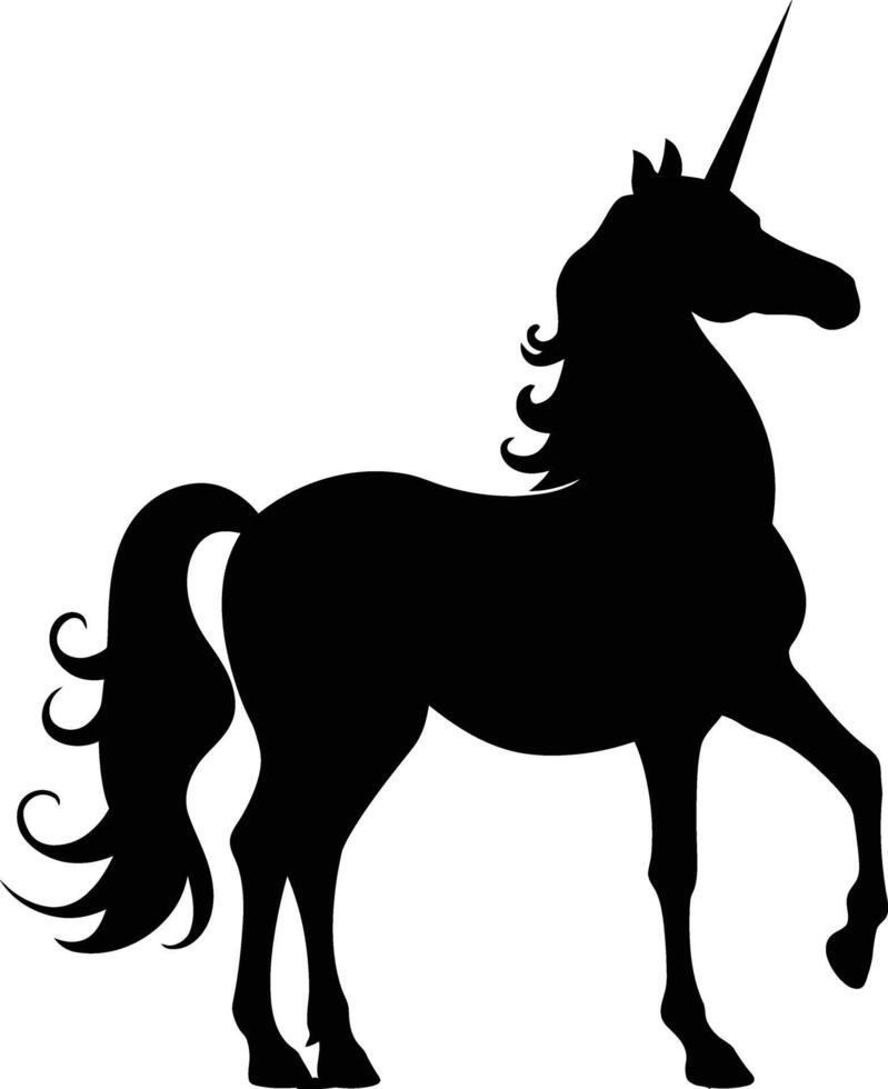 ai generado silueta unicornio lleno cuerpo negro color solamente vector