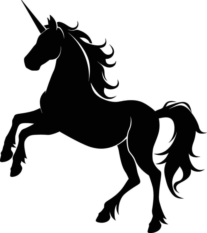 AI generated Silhouette unicorn full body black color only vector