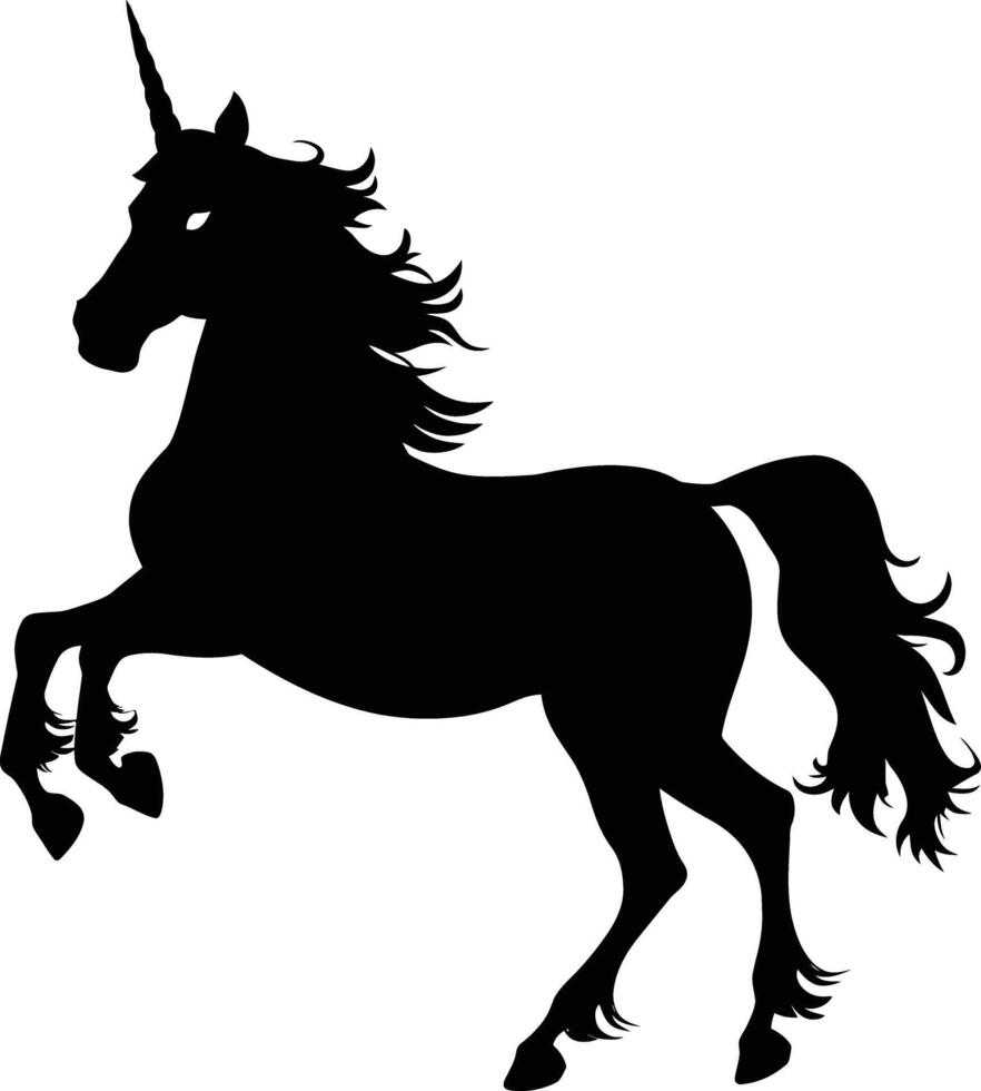 ai generado silueta unicornio lleno cuerpo negro color solamente vector