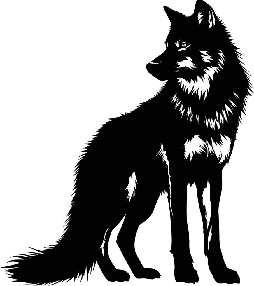 ai generado silueta lobo negro color solamente vector