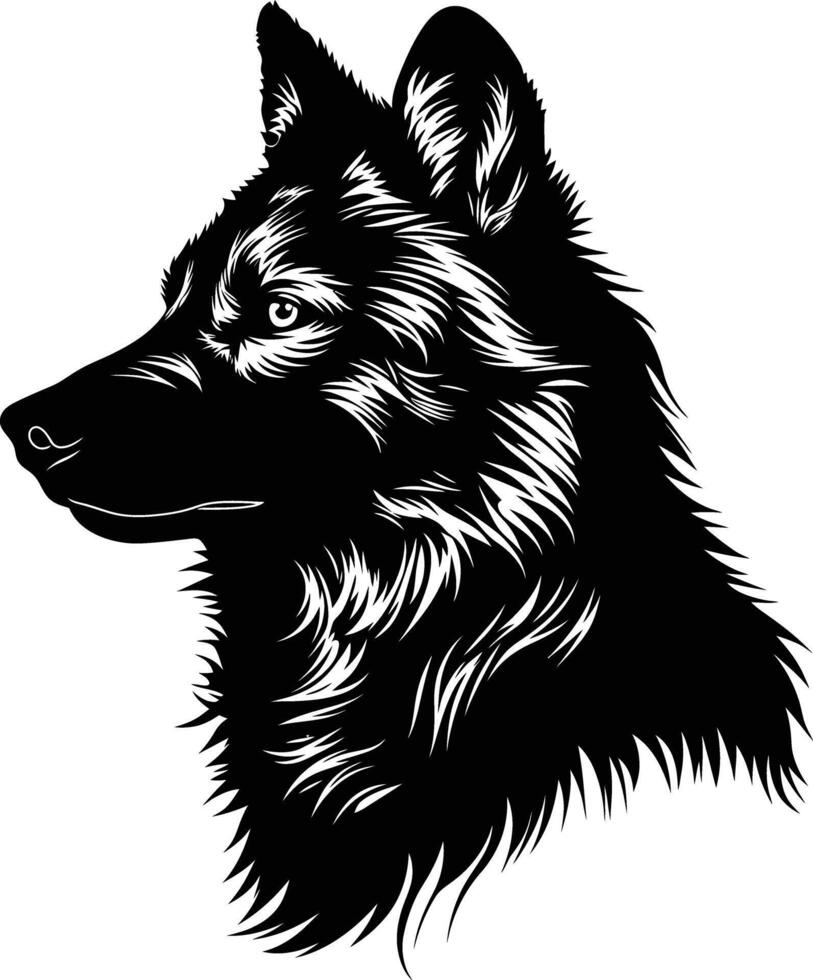 ai generado silueta lobo negro color solamente vector