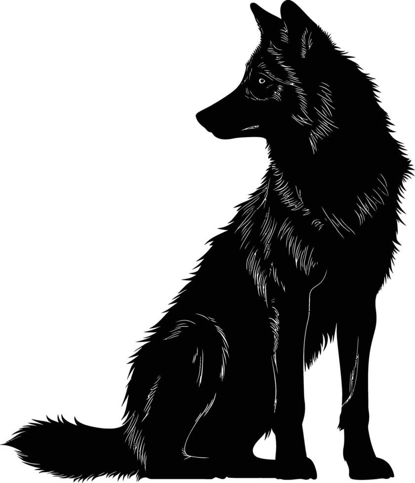 ai generado silueta lobo negro color solamente vector