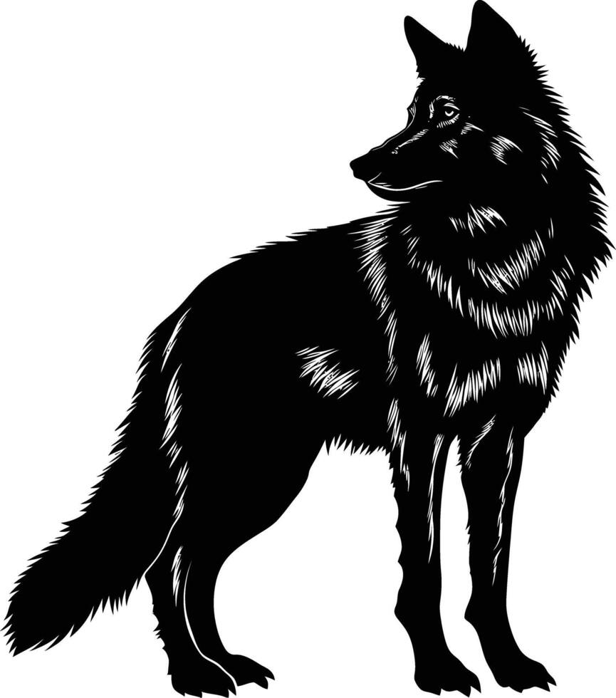 AI generated Silhouette wolf black color only vector