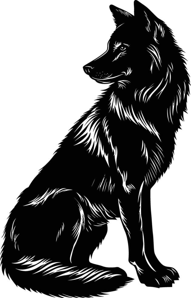 AI generated Silhouette wolf black color only vector