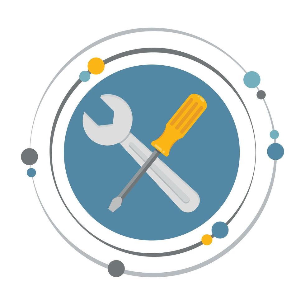 Wrench and flathead screwdriver tools graphic icon symbol vector