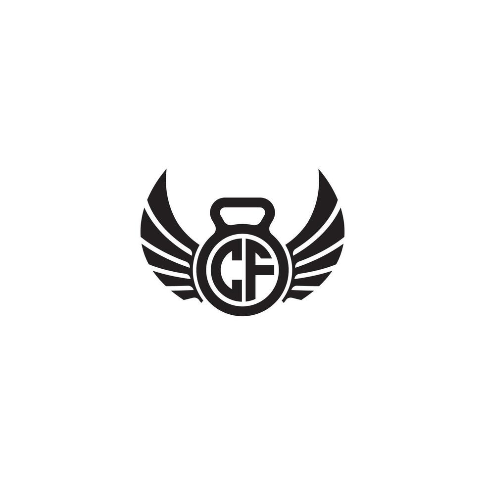 CF fitness GYM and wing initial concept with high quality logo design vector