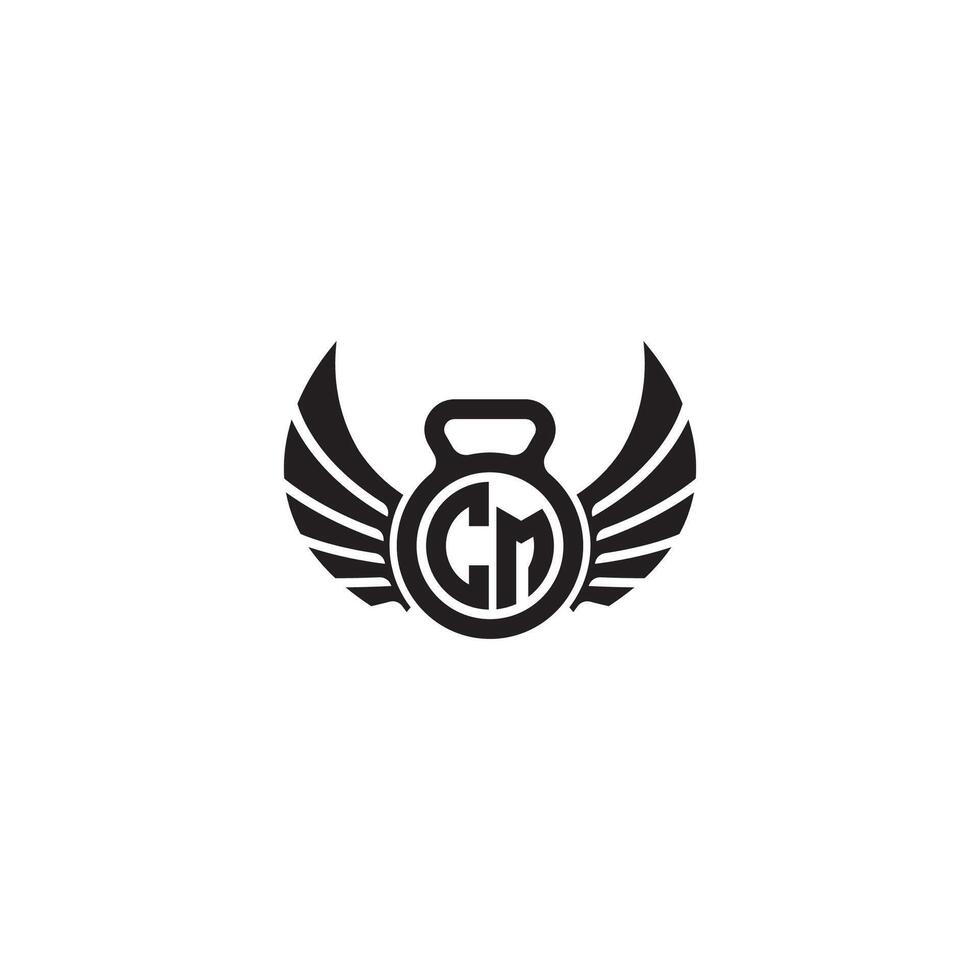 CM fitness GYM and wing initial concept with high quality logo design vector