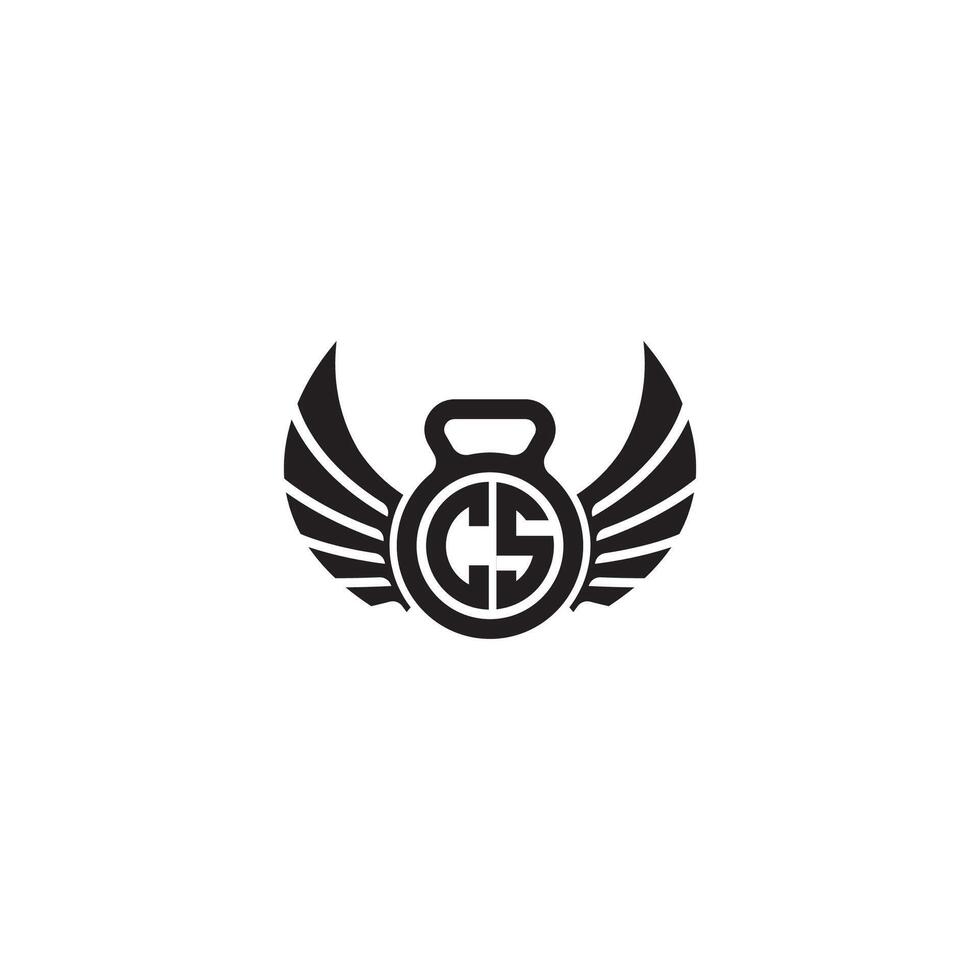 CS fitness GYM and wing initial concept with high quality logo design vector