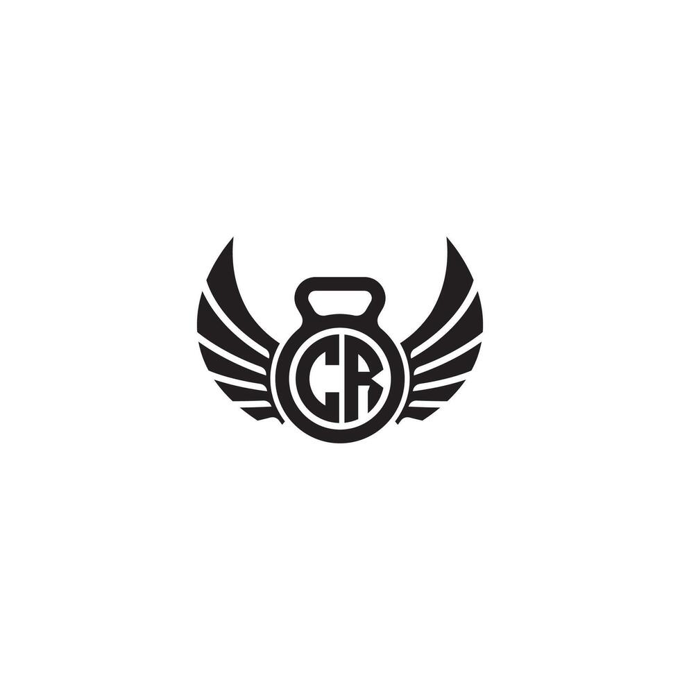 CR fitness GYM and wing initial concept with high quality logo design vector