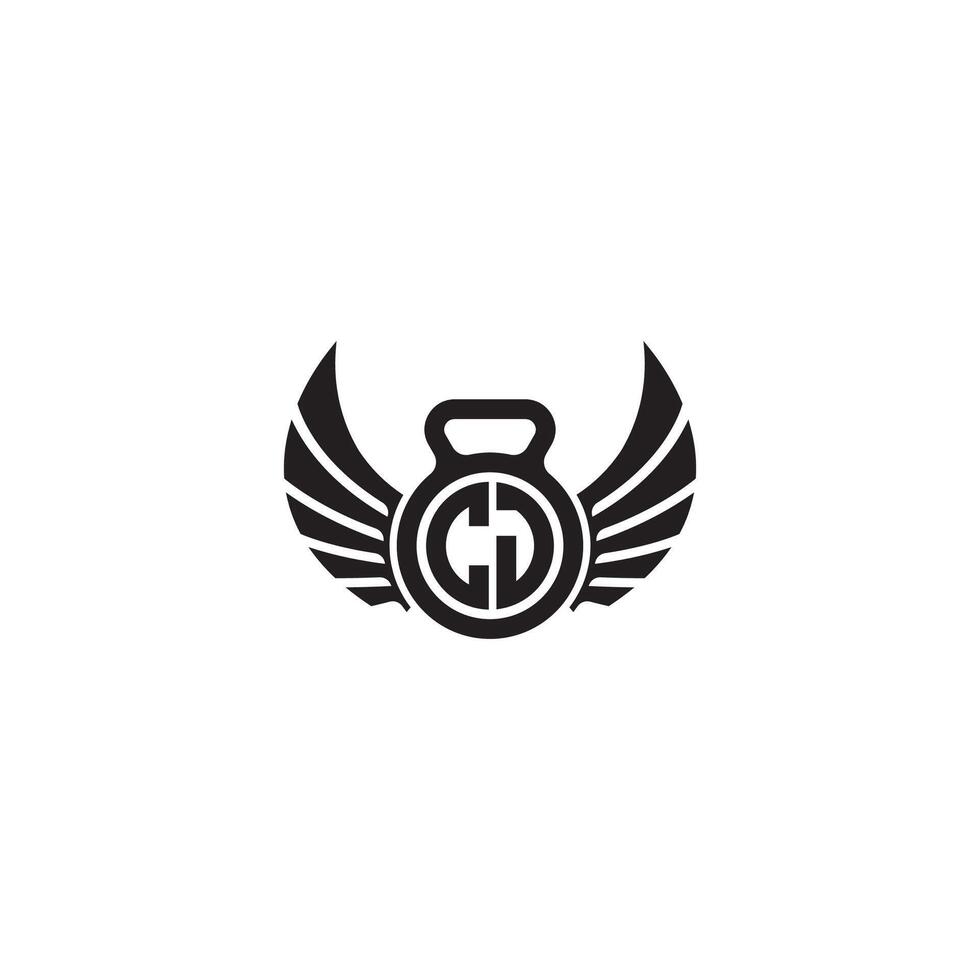 CJ fitness GYM and wing initial concept with high quality logo design vector