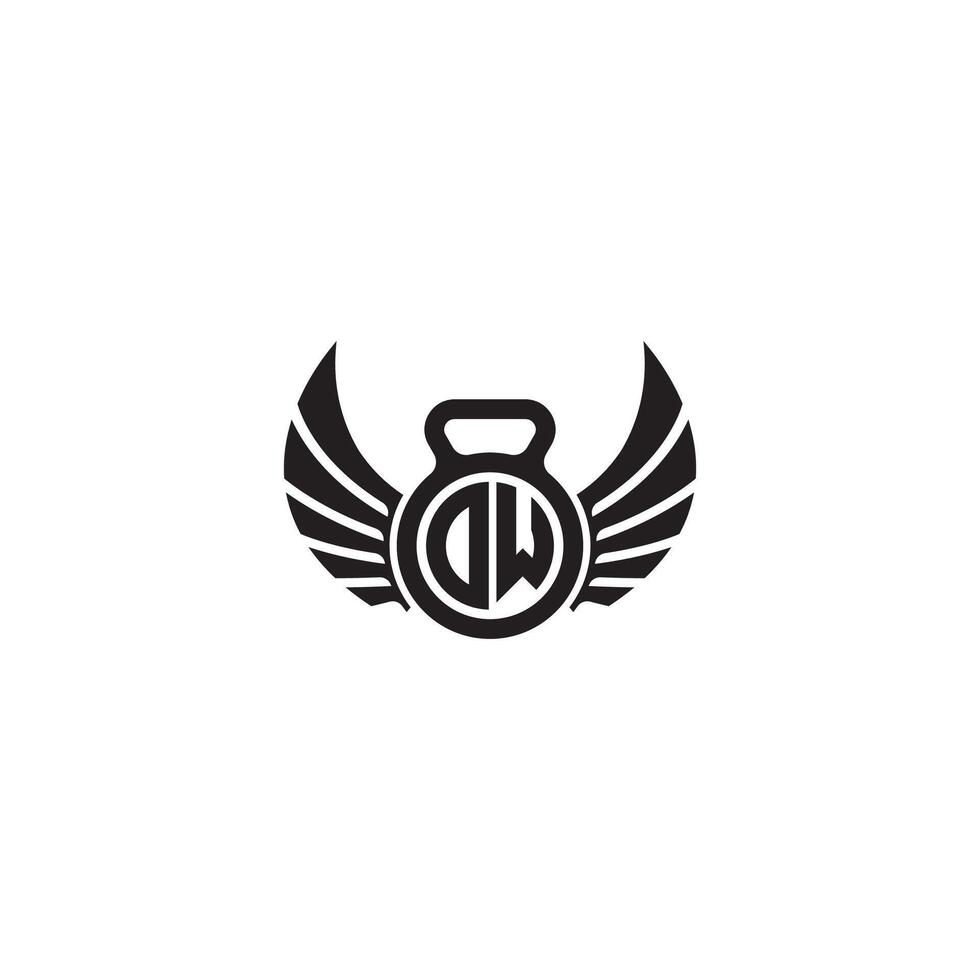 DW fitness GYM and wing initial concept with high quality logo design vector