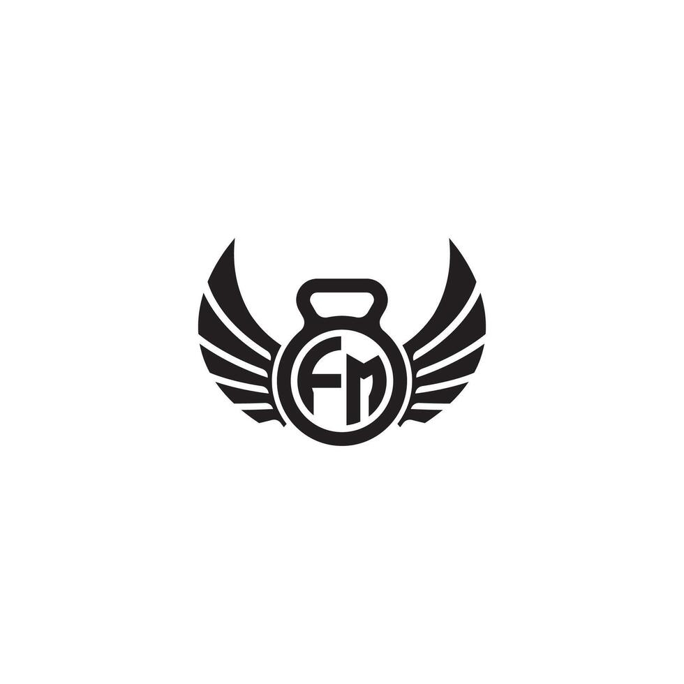 FM fitness GYM and wing initial concept with high quality logo design vector