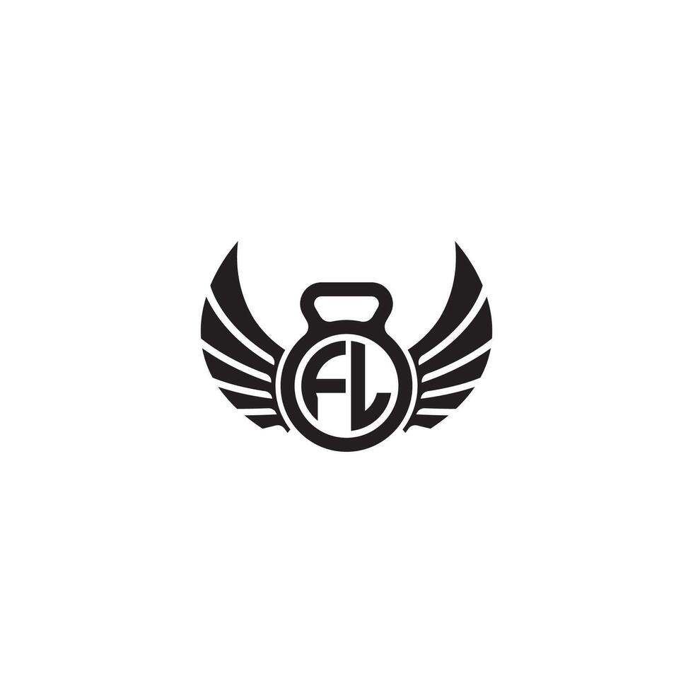 FL fitness GYM and wing initial concept with high quality logo design vector