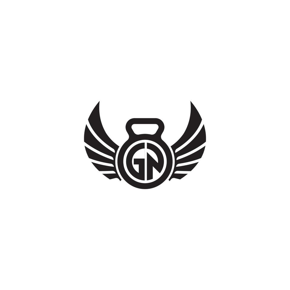 GN fitness GYM and wing initial concept with high quality logo design vector