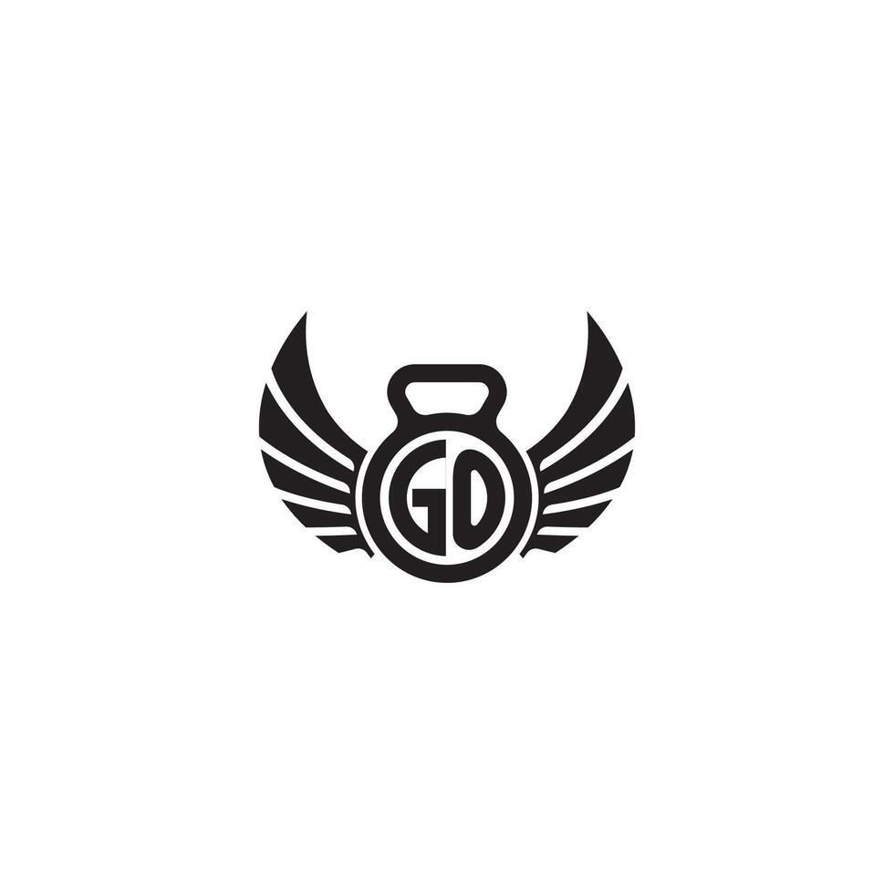 GO fitness GYM and wing initial concept with high quality logo design vector
