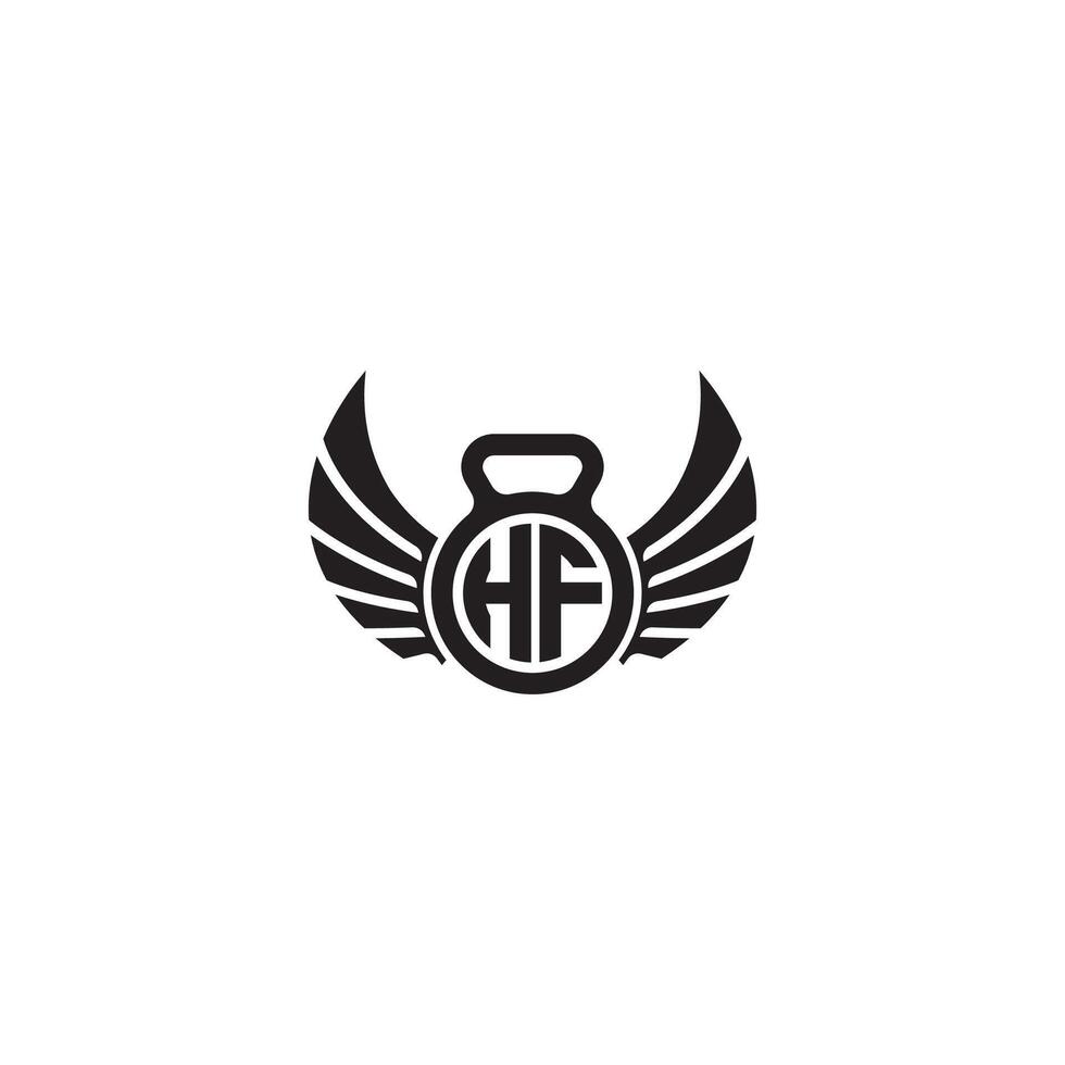 HF fitness GYM and wing initial concept with high quality logo design vector