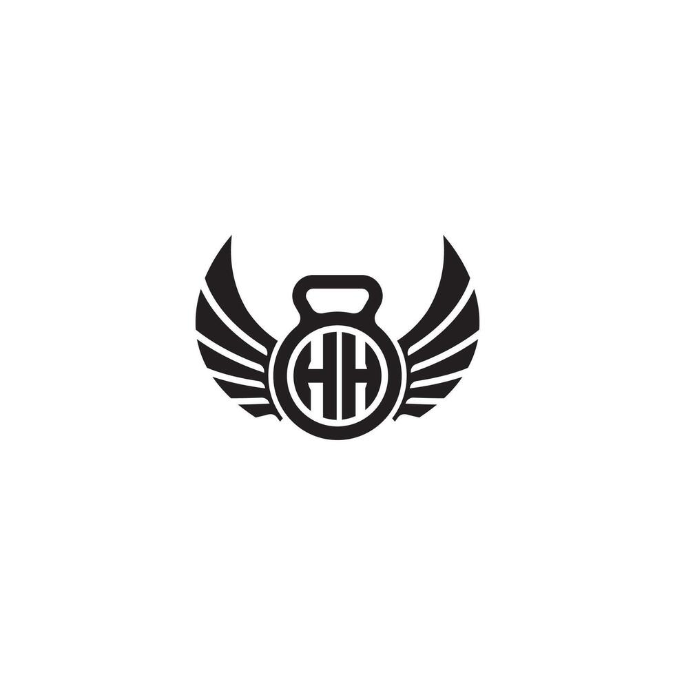 HH fitness GYM and wing initial concept with high quality logo design vector