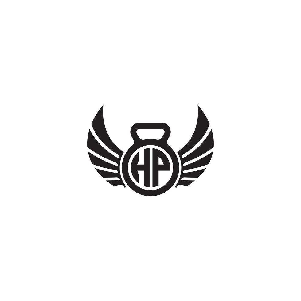 HP fitness GYM and wing initial concept with high quality logo design vector