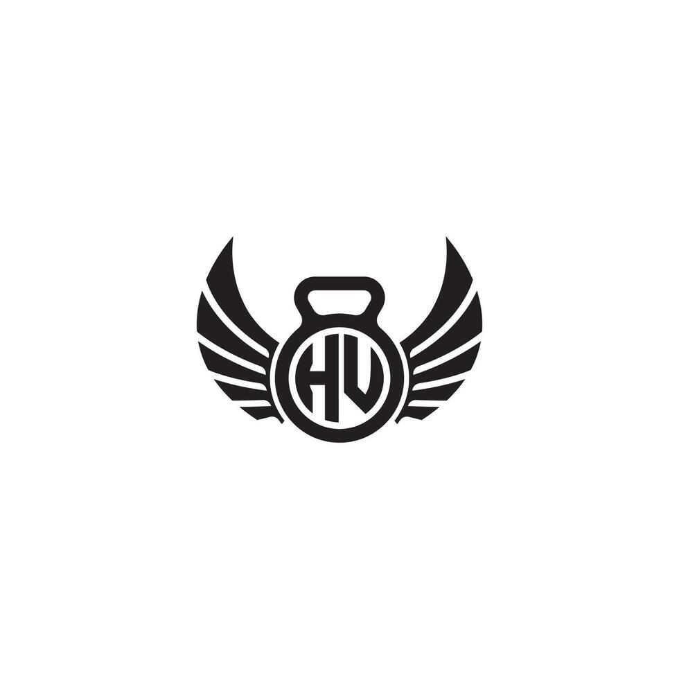 HU fitness GYM and wing initial concept with high quality logo design vector