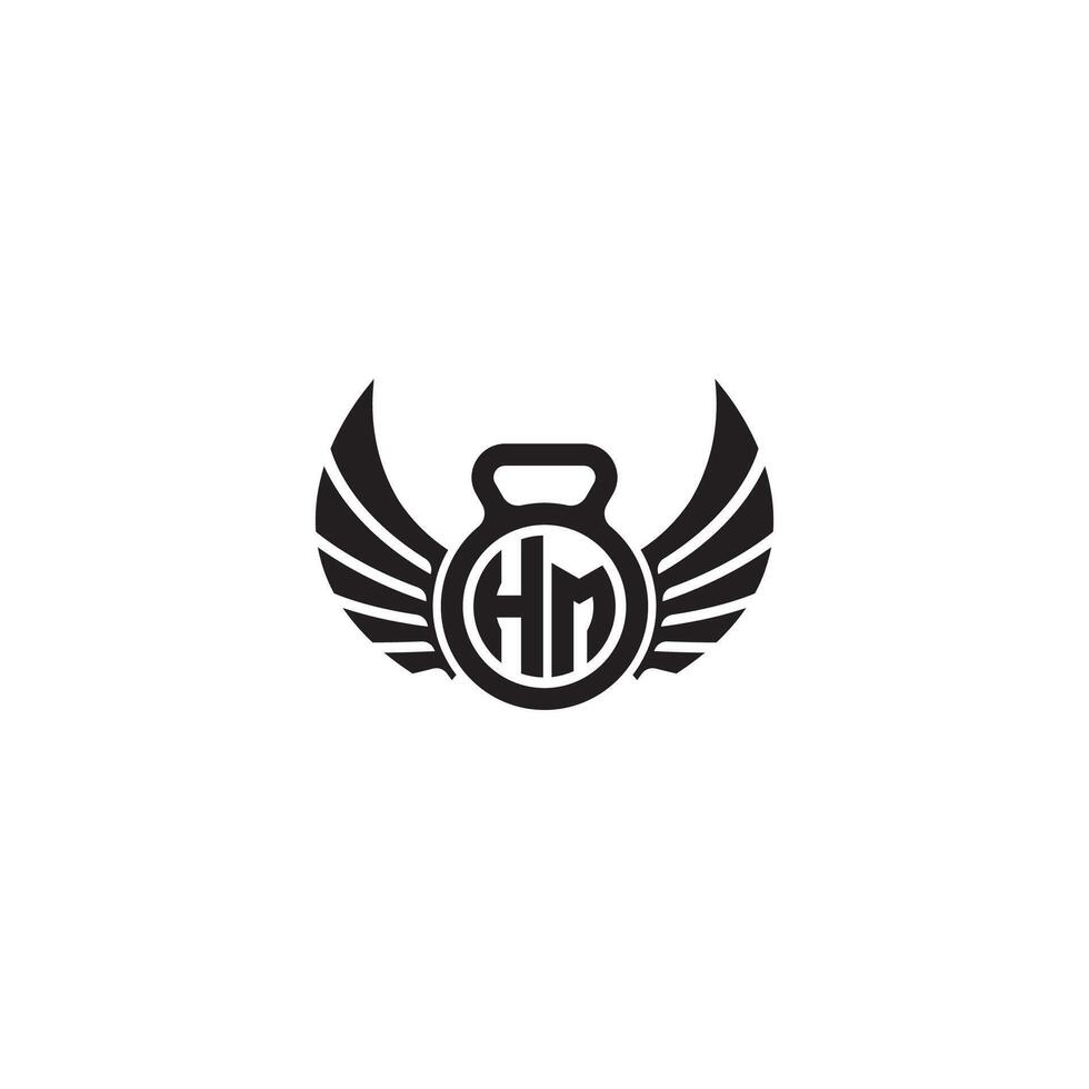 HM fitness GYM and wing initial concept with high quality logo design vector