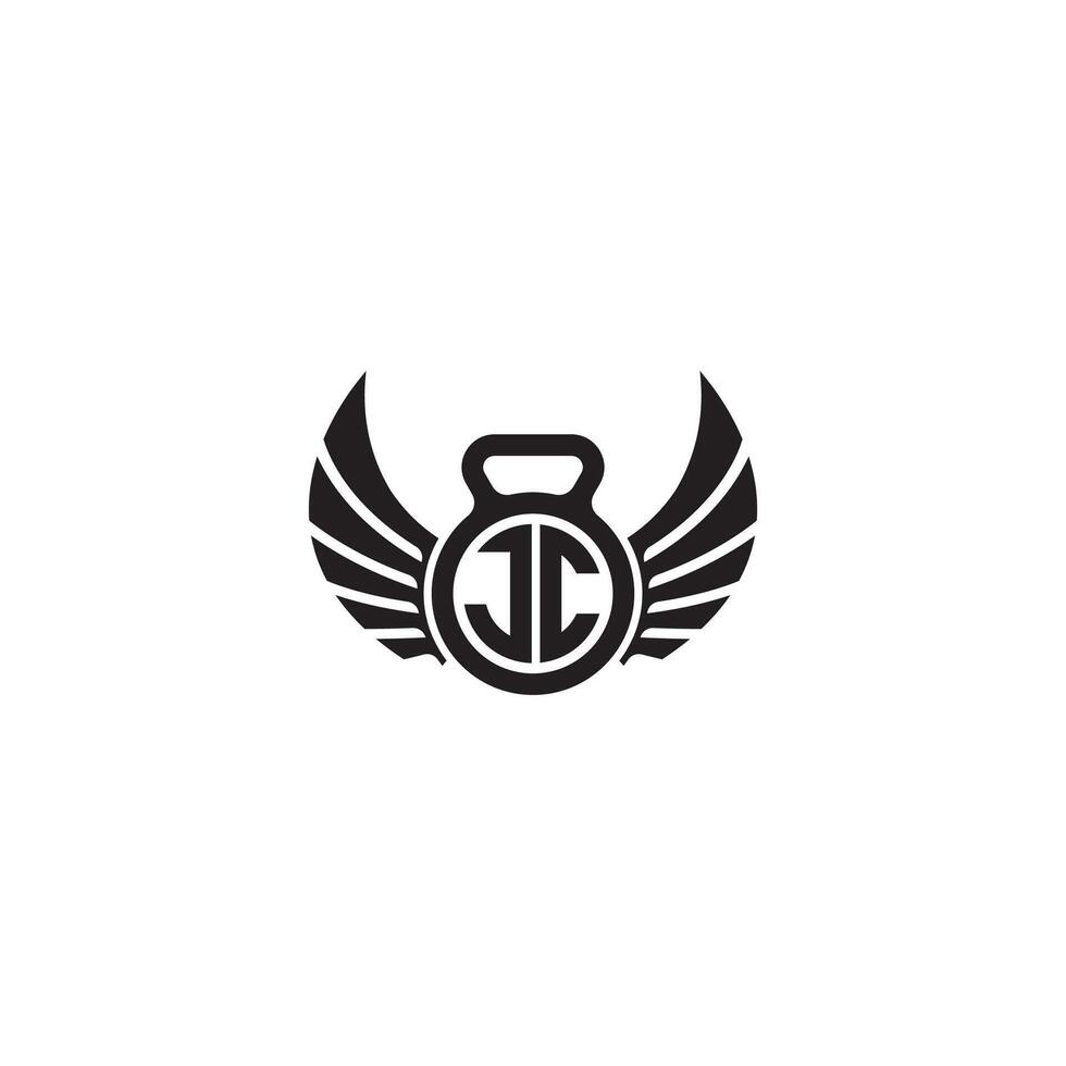 JC fitness GYM and wing initial concept with high quality logo design vector