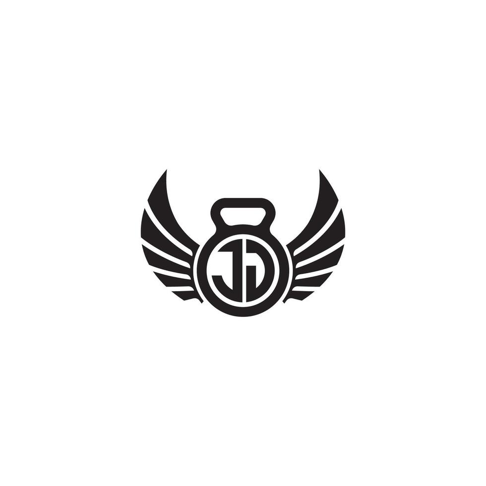 JJ fitness GYM and wing initial concept with high quality logo design vector