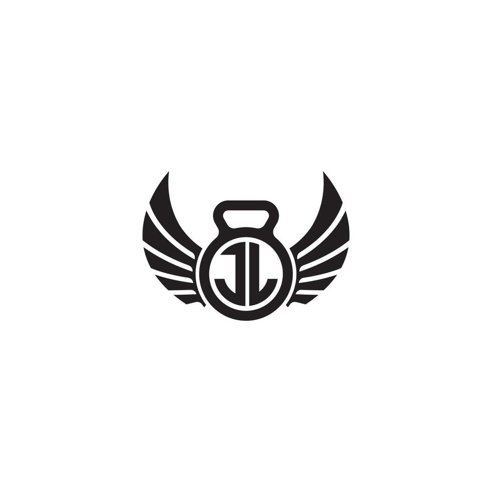 JL fitness GYM and wing initial concept with high quality logo design vector