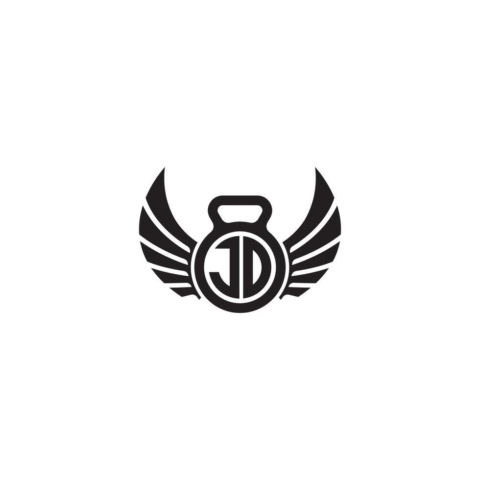 JD fitness GYM and wing initial concept with high quality logo design vector