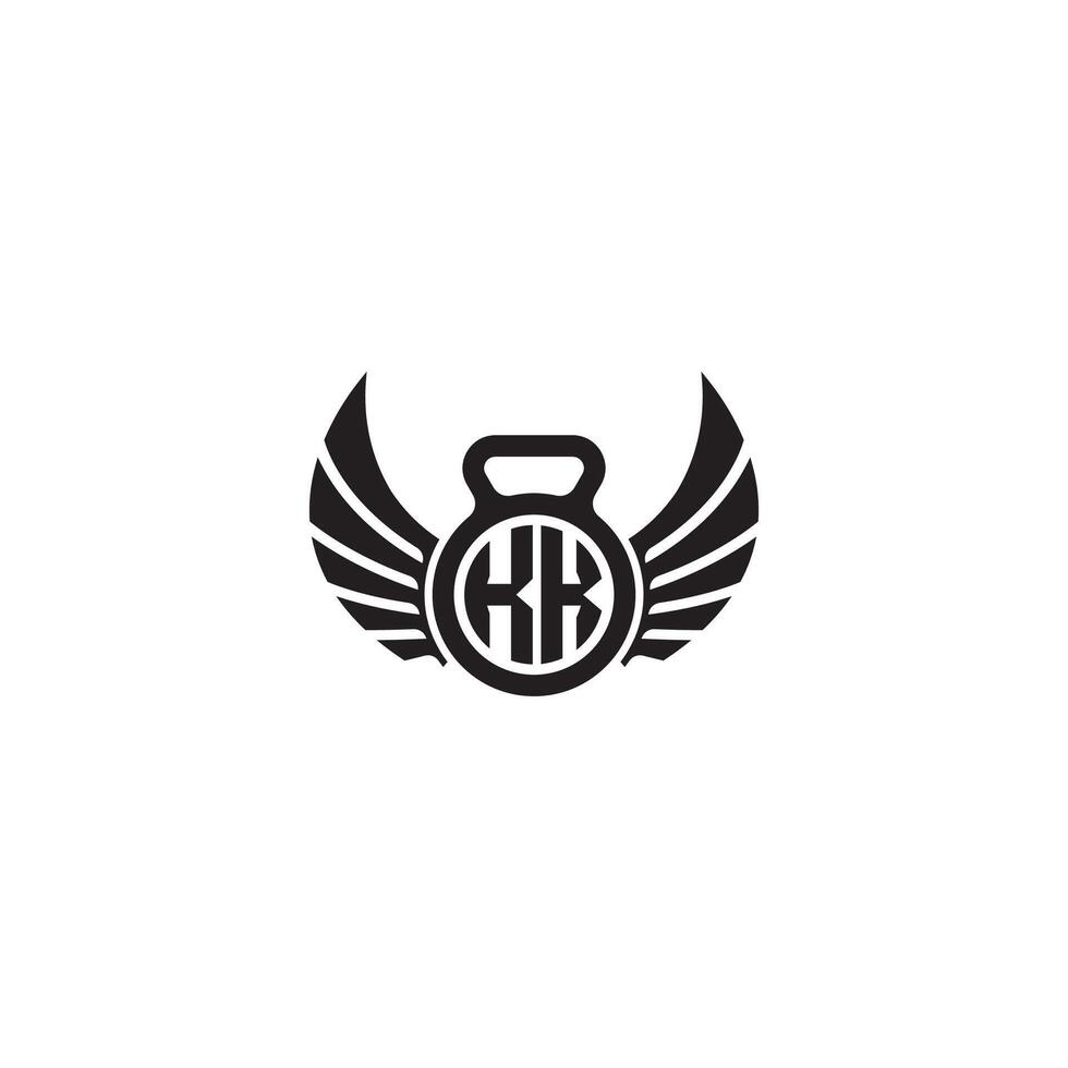 KK fitness GYM and wing initial concept with high quality logo design vector