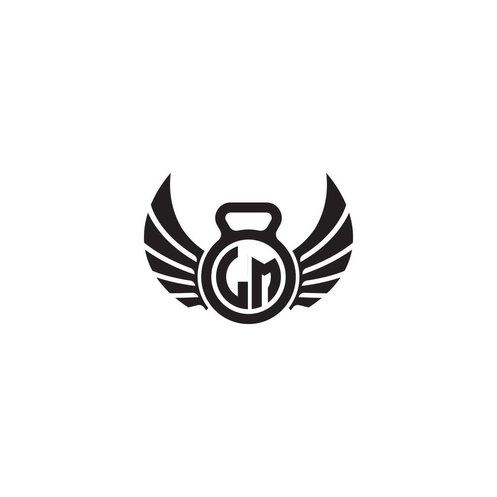 LM fitness GYM and wing initial concept with high quality logo design vector