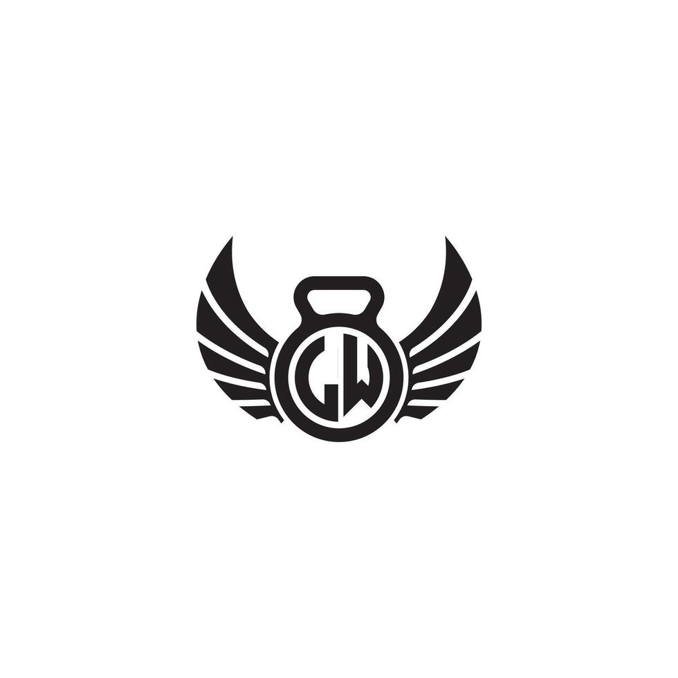 LW fitness GYM and wing initial concept with high quality logo design vector