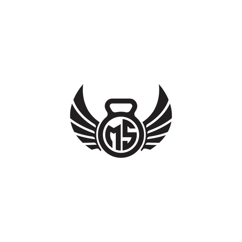 MS fitness GYM and wing initial concept with high quality logo design vector