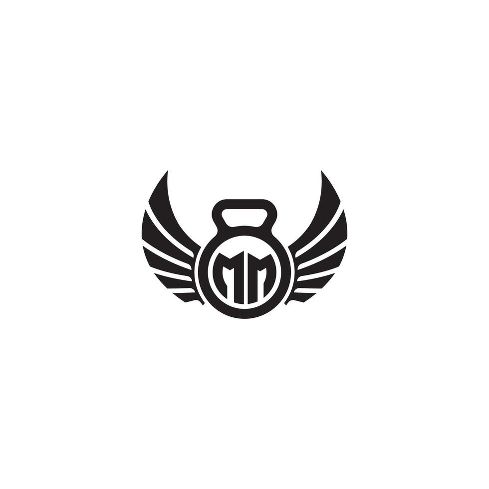 MM fitness GYM and wing initial concept with high quality logo design vector