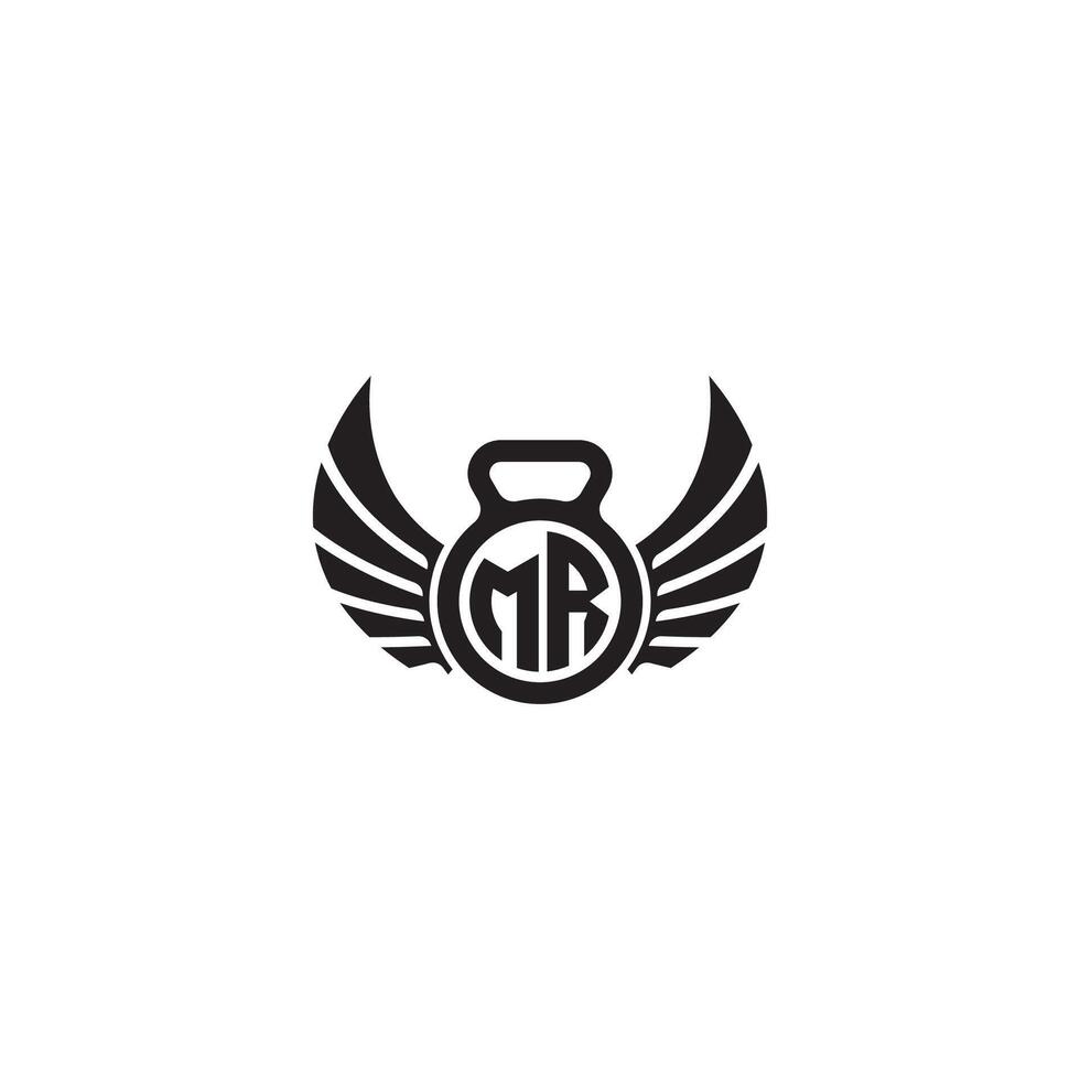 MR fitness GYM and wing initial concept with high quality logo design vector