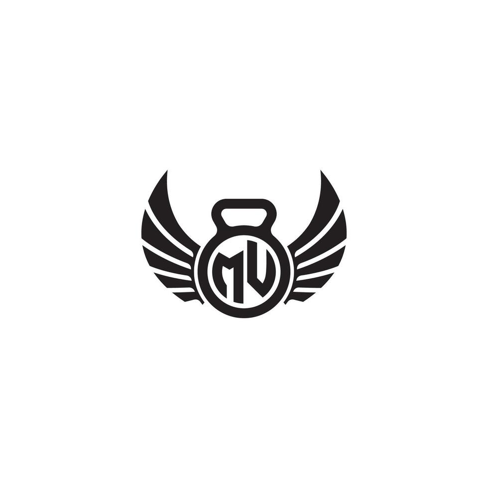 MU fitness GYM and wing initial concept with high quality logo design vector