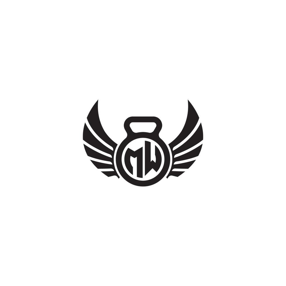 MW fitness GYM and wing initial concept with high quality logo design vector