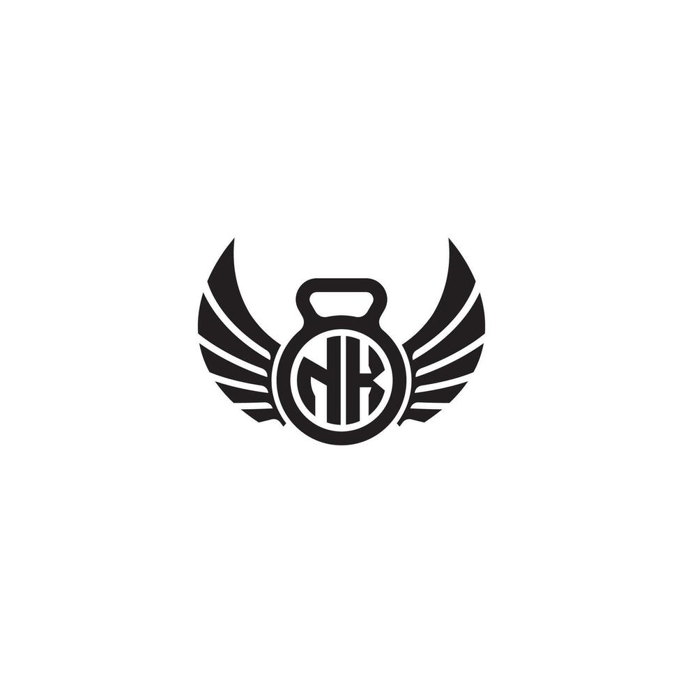 NK fitness GYM and wing initial concept with high quality logo design vector