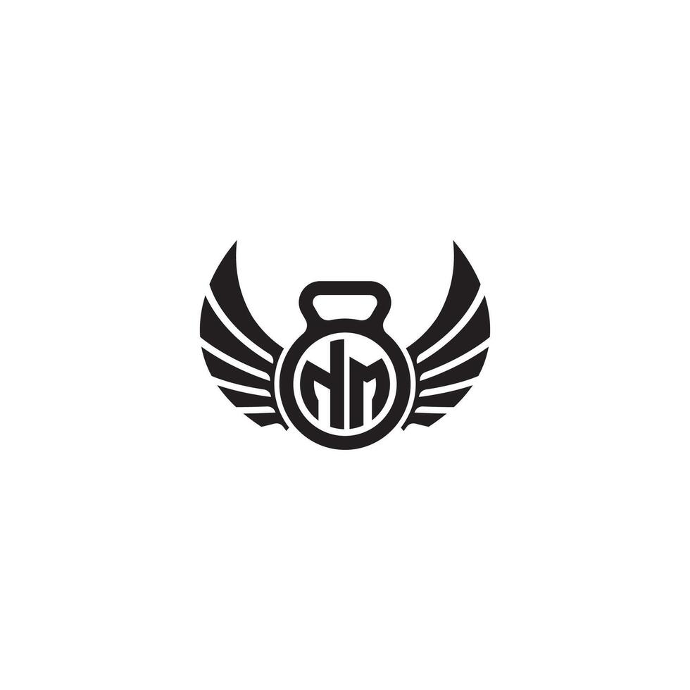 NM fitness GYM and wing initial concept with high quality logo design vector