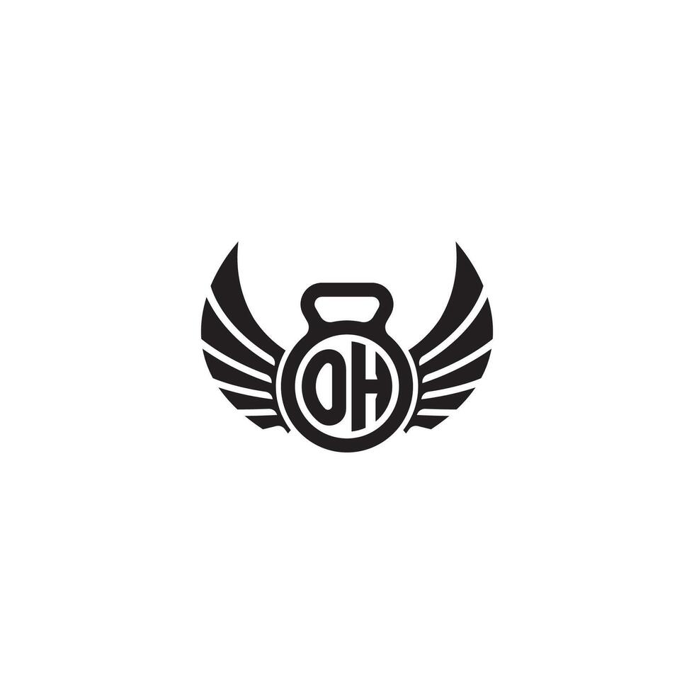 OH fitness GYM and wing initial concept with high quality logo design vector