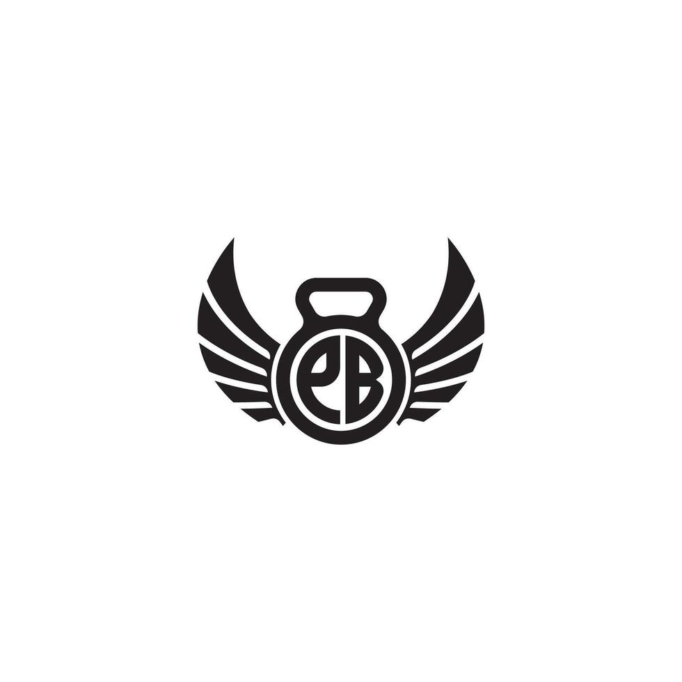 PB fitness GYM and wing initial concept with high quality logo design vector