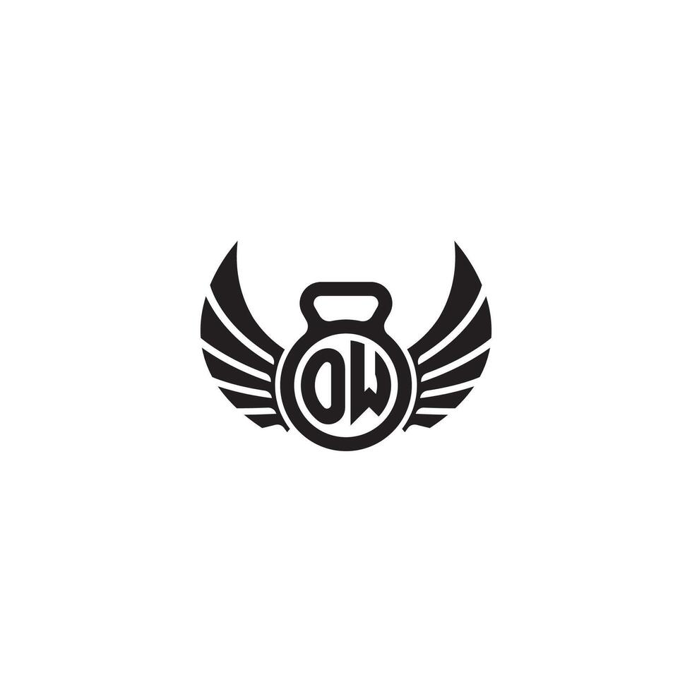 OW fitness GYM and wing initial concept with high quality logo design vector