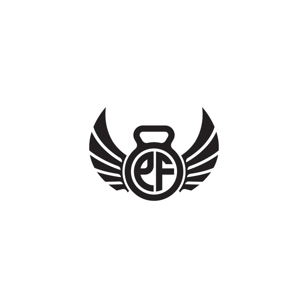 PF fitness GYM and wing initial concept with high quality logo design vector