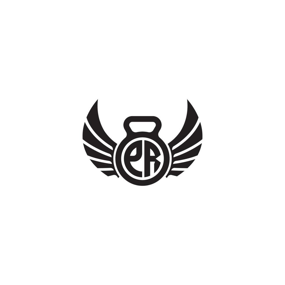 PR fitness GYM and wing initial concept with high quality logo design vector