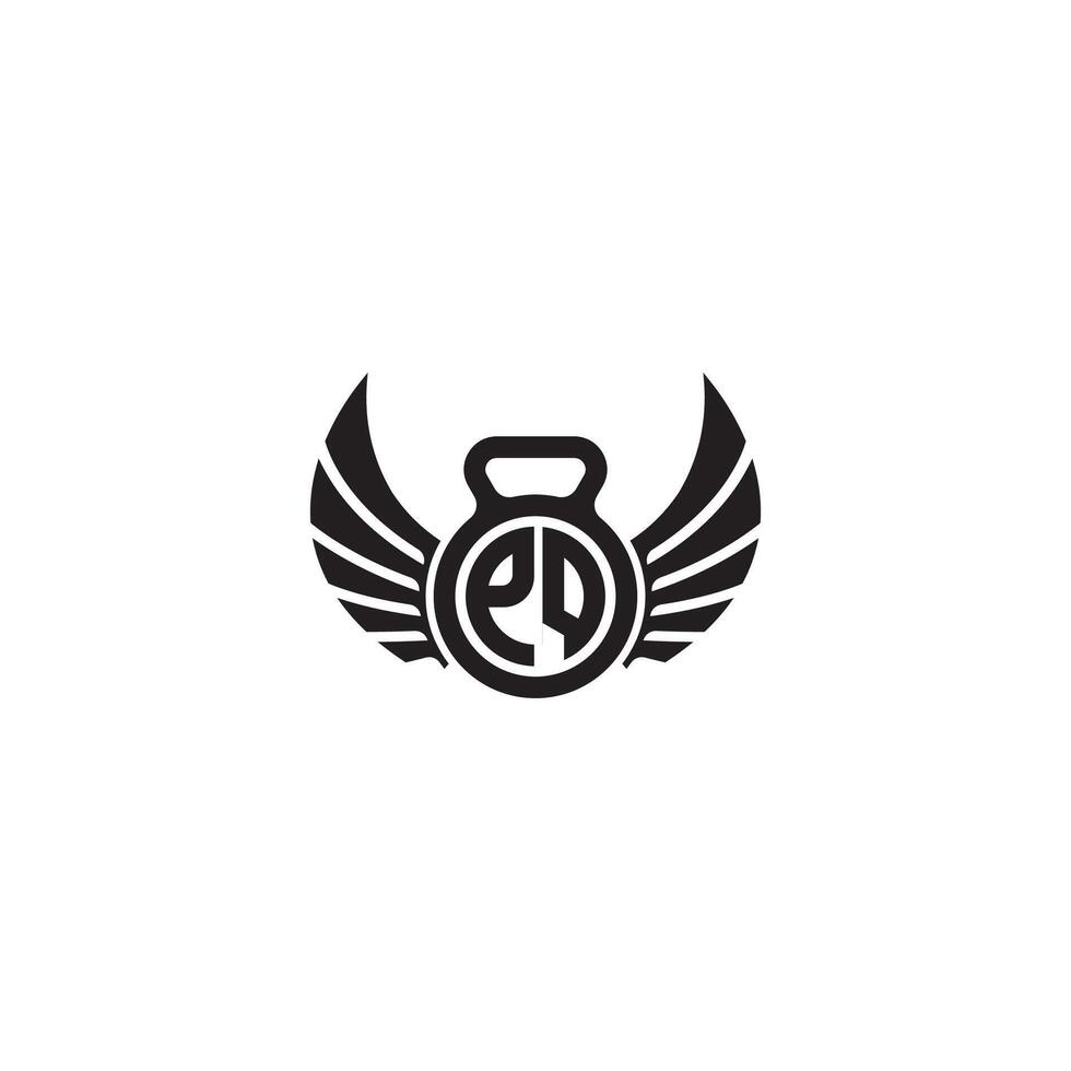 PQ fitness GYM and wing initial concept with high quality logo design vector